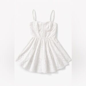 ZARA WHITE COTTON SHORT OPENWORK EMBROIDERED EYELET DRESS  sz XS 2784/019